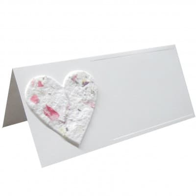 plantable place cards cast paper art heart place cards